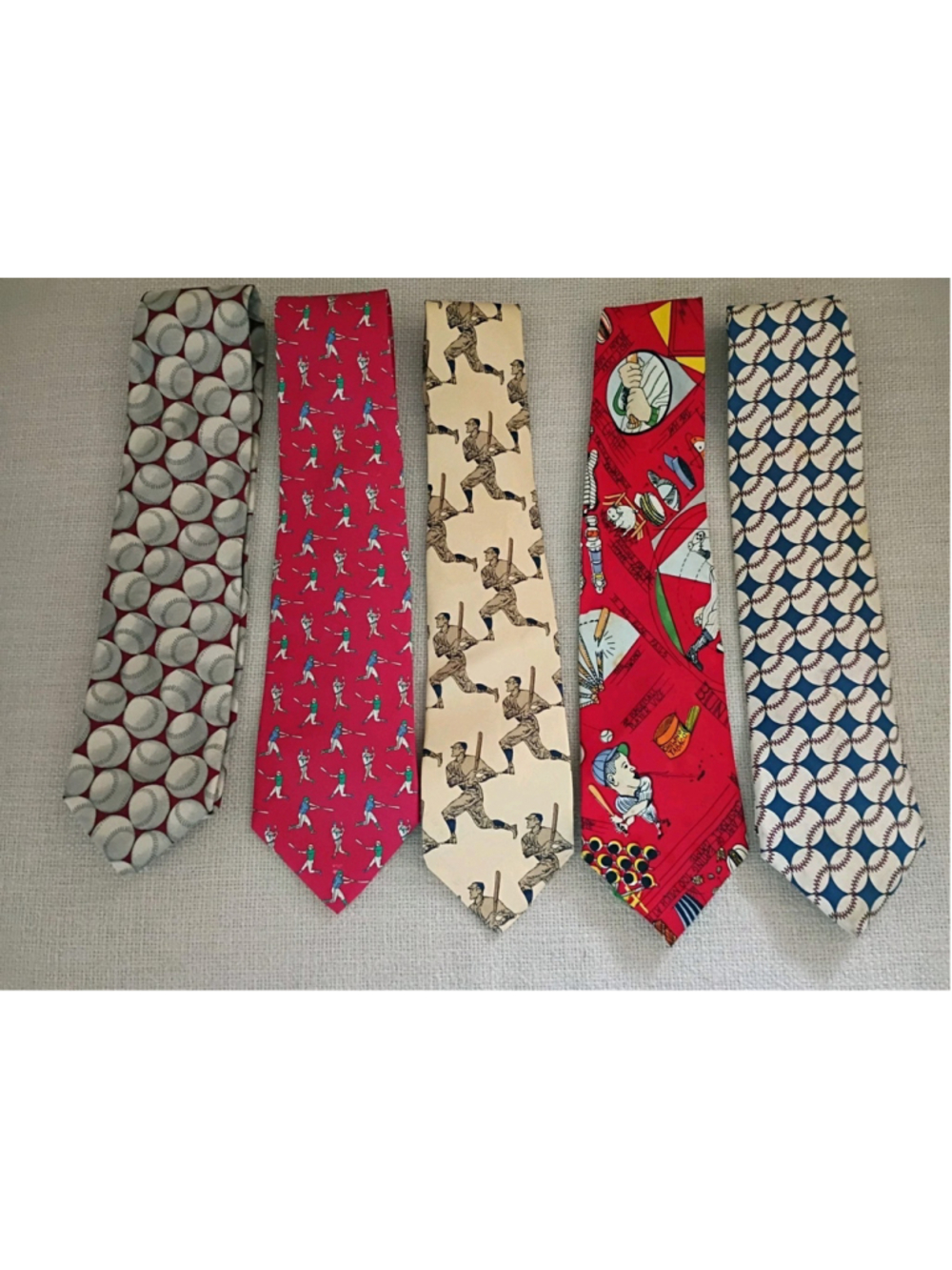 Baseball Theme Silk Ties-Five 5-Lands End-Talbots- Smithsonian-Fredrick-Miller